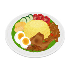 Vector illustration logo of Nasi Kuning yellow rice or Turmeric rice