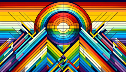 An abstract geometric background in rainbow colors associated with LGBT