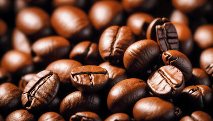 Heap of Brown Roasted Coffee Beans