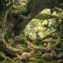 Verdant Tree Canopy Providing Shelter for Woodland Creatures in a Photograph