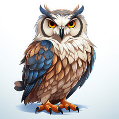 Obraz premium Watercolor Tundra owl, clipart Illustration, Generative Ai