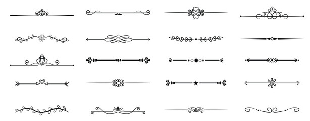 Floral design elements vintage dividers in black color. page decoration. vector illustration. isolated
