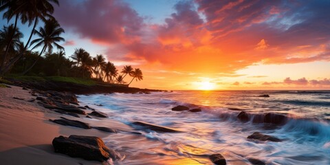 Obraz premium Breathtaking tropical sunset over the ocean