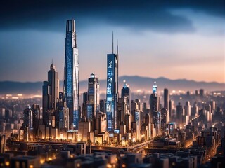 Naklejka premium city sunset