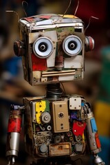 Vintage robot made from recycled electronics