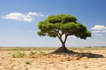 Fototapeta premium Lone tree in arid desert landscape