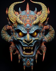 Obraz premium Intricate demonic creature with horns and fangs