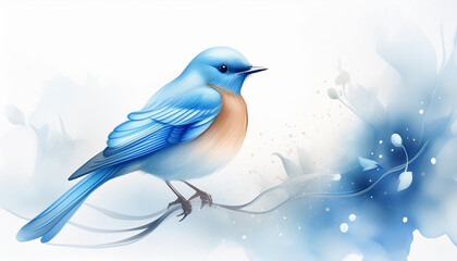 幸運を呼ぶ青い鳥（ブルーバード）をモチーフにしたグラフィック素材、広告素材、