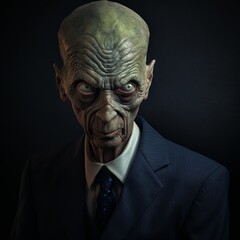 Alien businessman in dark suit