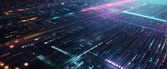 Obraz premium An abstract digital background with binary code and AI algorithms running in the background