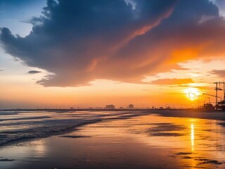 Obraz premium sunset over the river