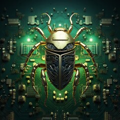 Fototapeta premium Robotic insect on circuit board