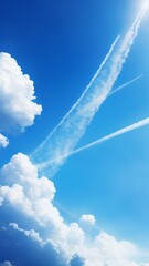 飛行機雲が飛ぶ大空