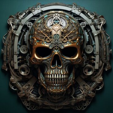 Intricate Mechanical Skull