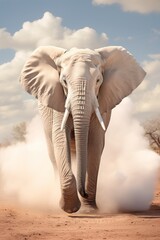 Obraz premium Majestic elephant walking through the african savanna