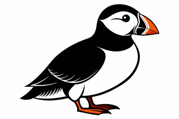 puffin silhouette on white background, Vector illustration, icon, svg, characters, Holiday t shirt, Hand drawn trendy Vector illustration, eagle silhouette