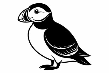 puffin silhouette on white background, Vector illustration, icon, svg, characters, Holiday t shirt, Hand drawn trendy Vector illustration, eagle silhouette