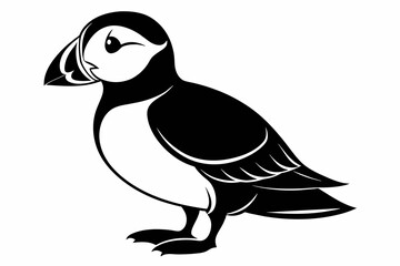 Fototapeta premium puffin silhouette on white background, Vector illustration, icon, svg, characters, Holiday t shirt, Hand drawn trendy Vector illustration, eagle silhouette