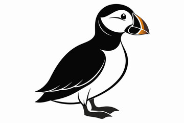 puffin silhouette on white background, Vector illustration, icon, svg, characters, Holiday t shirt, Hand drawn trendy Vector illustration, eagle silhouette