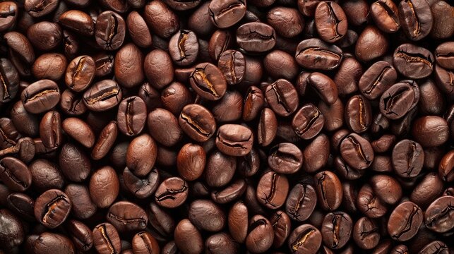 Close-up of brown roasted coffee beans against a dark backdrop, enticing aroma captured, Ai Generated.