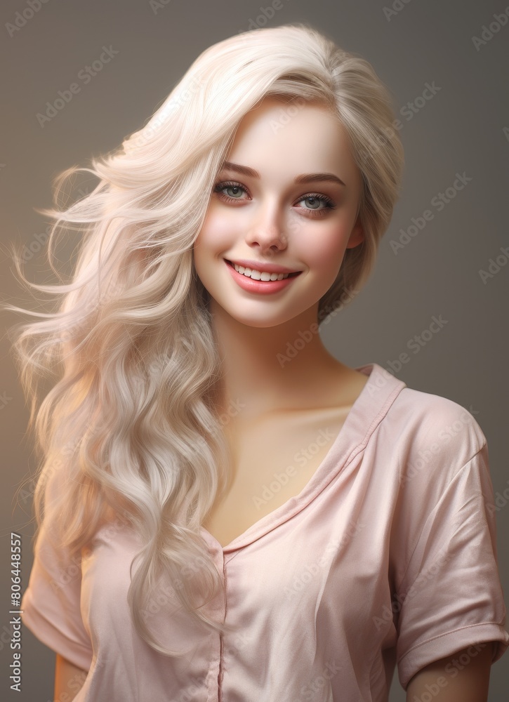 Wall mural Smiling woman with beautiful blonde hair