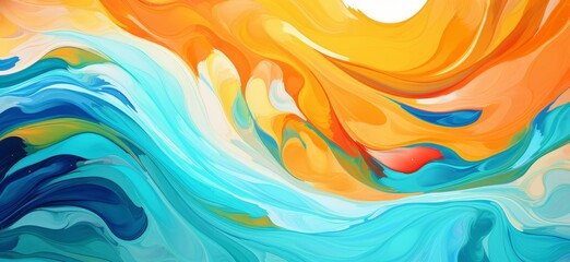 vibrant abstract fluid art painting