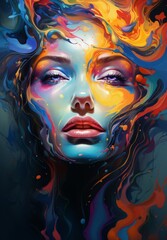 colorful abstract portrait of a woman