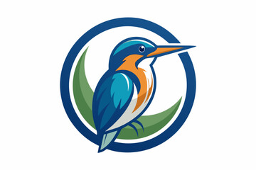 kingfisher Vector illustration, silhouette on white background, icon, svg, characters, Holiday t shirt, Hand drawn trendy Vector illustration, blue bird on a branch