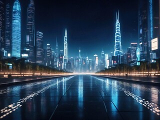 city skyline at night