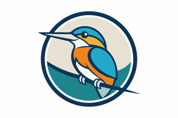 kingfisher Vector illustration, silhouette on white background, icon, svg, characters, Holiday t shirt, Hand drawn trendy Vector illustration, blue bird on a branch