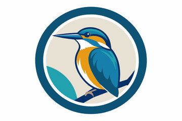 kingfisher Vector illustration, silhouette on white background, icon, svg, characters, Holiday t shirt, Hand drawn trendy Vector illustration, blue bird on a branch