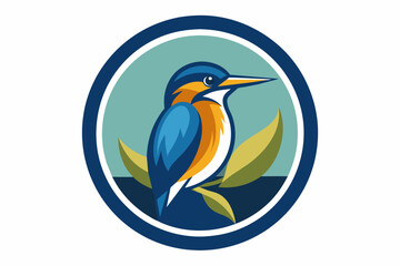 kingfisher Vector illustration, silhouette on white background, icon, svg, characters, Holiday t shirt, Hand drawn trendy Vector illustration, blue bird on a branch