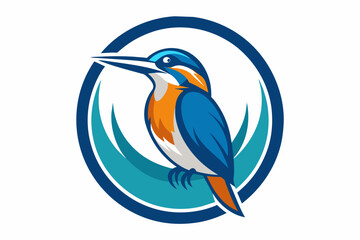 kingfisher Vector illustration, silhouette on white background, icon, svg, characters, Holiday t shirt, Hand drawn trendy Vector illustration, blue bird on a branch