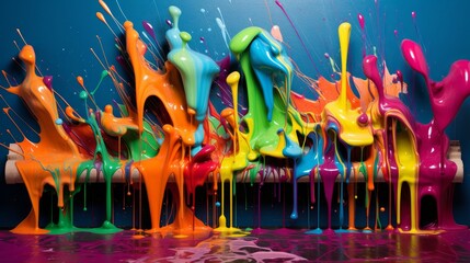 Vibrant and colorful abstract paint splatter art