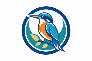 kingfisher Vector illustration, silhouette on white background, icon, svg, characters, Holiday t shirt, Hand drawn trendy Vector illustration, blue bird on a branch