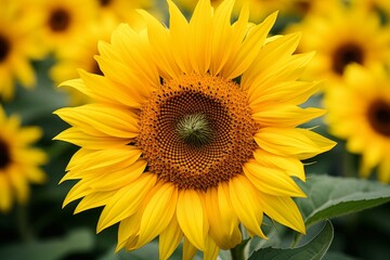 Obraz premium Vibrant yellow sunflower in full bloom