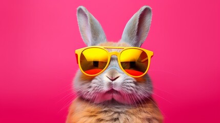 Cute bunny wearing sunglasses