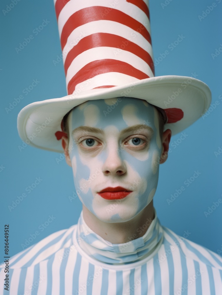 Wall mural portrait of a person in a striped hat