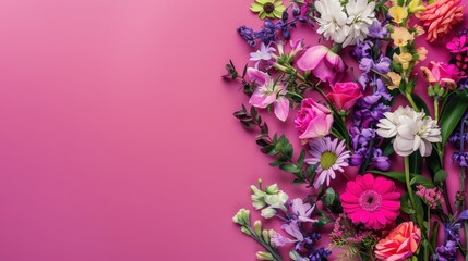 Vibrant floral arrangement on colorful backdrop, perfect for celebrations. Ai Generated