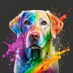 Labrador Retriever with paint splatter