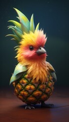 Fototapeta premium Colorful bird perched on pineapple