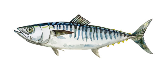 mackerel fish watercolor digital painting good quality
