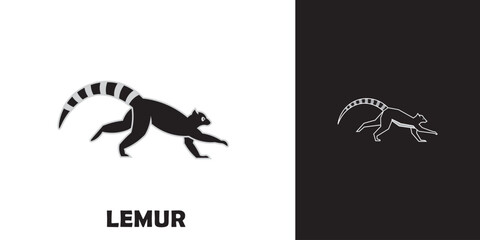 Lemur silhouette logo in black. Cute lemur, Lemur silhouette logo.