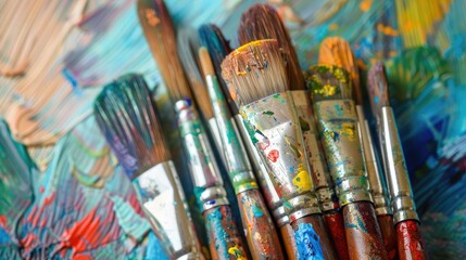 Fototapeta premium Vibrant paintbrush art ignites creativity, exhibition-ready, Ai Generated.