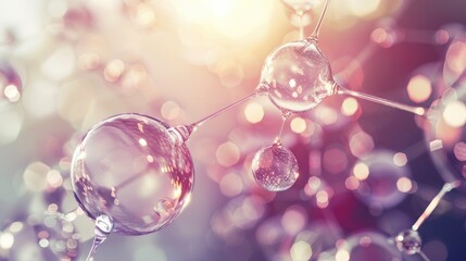 Macro shot captures molecular structure with atom connections against abstract backdrop. Ai Generated