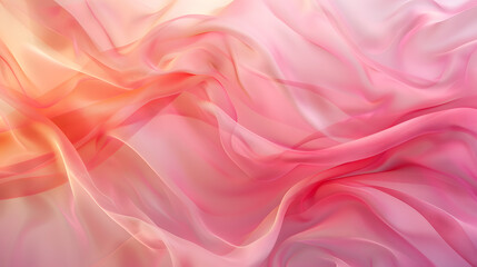 Ethereal Waves of Pink and Red Silk Fabric