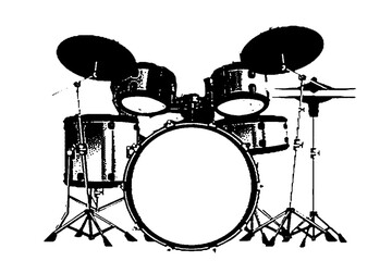 silhouette drums percussion musical instrument orchestra jazz rock play music vector image © Giovanni.Seabra