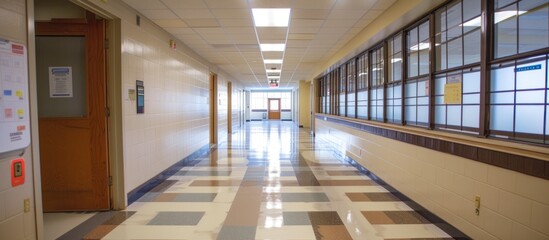 Background of a quiet school or campus hallway