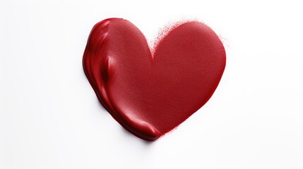 Fototapeta premium Heart-shaped red lipstick swatch isolated on white. Glamorous beauty. Ai Generated