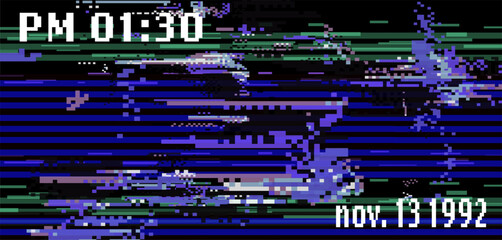 Fototapeta premium Retro VHS background with glitch camera effect. Old video Tape rewind. 